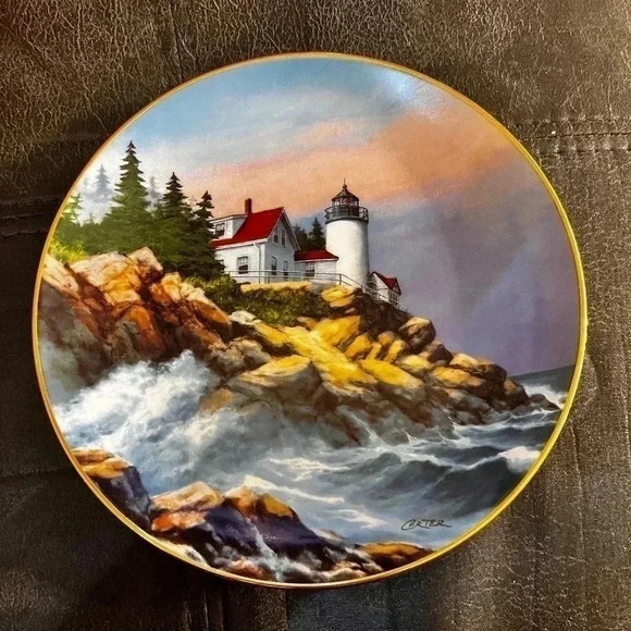 Danbury Mint Collector plate Lighthouses of America Bass Harbor Head Lighthouse - Picture 1 of 2